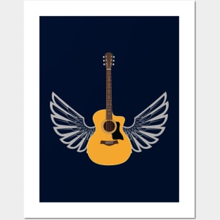 Guitar Wings Auditorium Style Acoustic Guitar Posters and Art